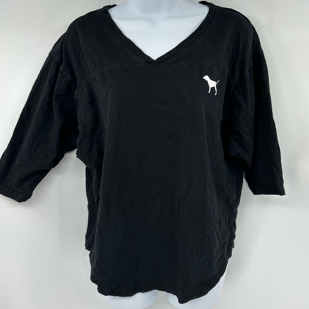 Pink Victoria’s Secret Black Tee Size Small